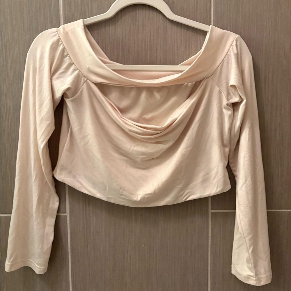 Elegant Cream Long Sleeve Women's Top